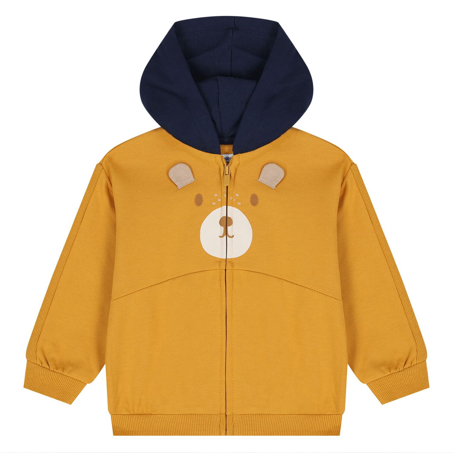 بدلة رياضية للأولاد الصغار مكونة من 3 قطع بتصميم دب تيدي، باللون العاجي والأصفر والأزرق الداكن, 1, hi-res