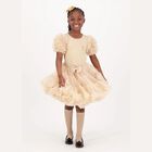 Girls Beige & Gold Tule Skirt, 14, hi-res