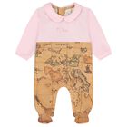 Baby Girls Beige & Pink Geo Map Babygrow Gift Set, 2, hi-res