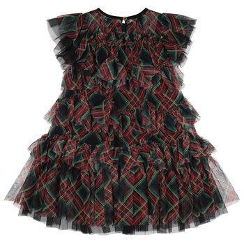 Girls Black, Green & Red Etta Tartan Tulle Dress