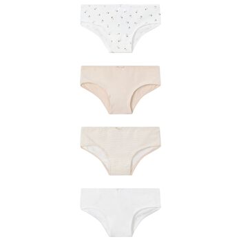 سروال داخلي باللون الوردي و الأبيض للبنات (4 قطع )