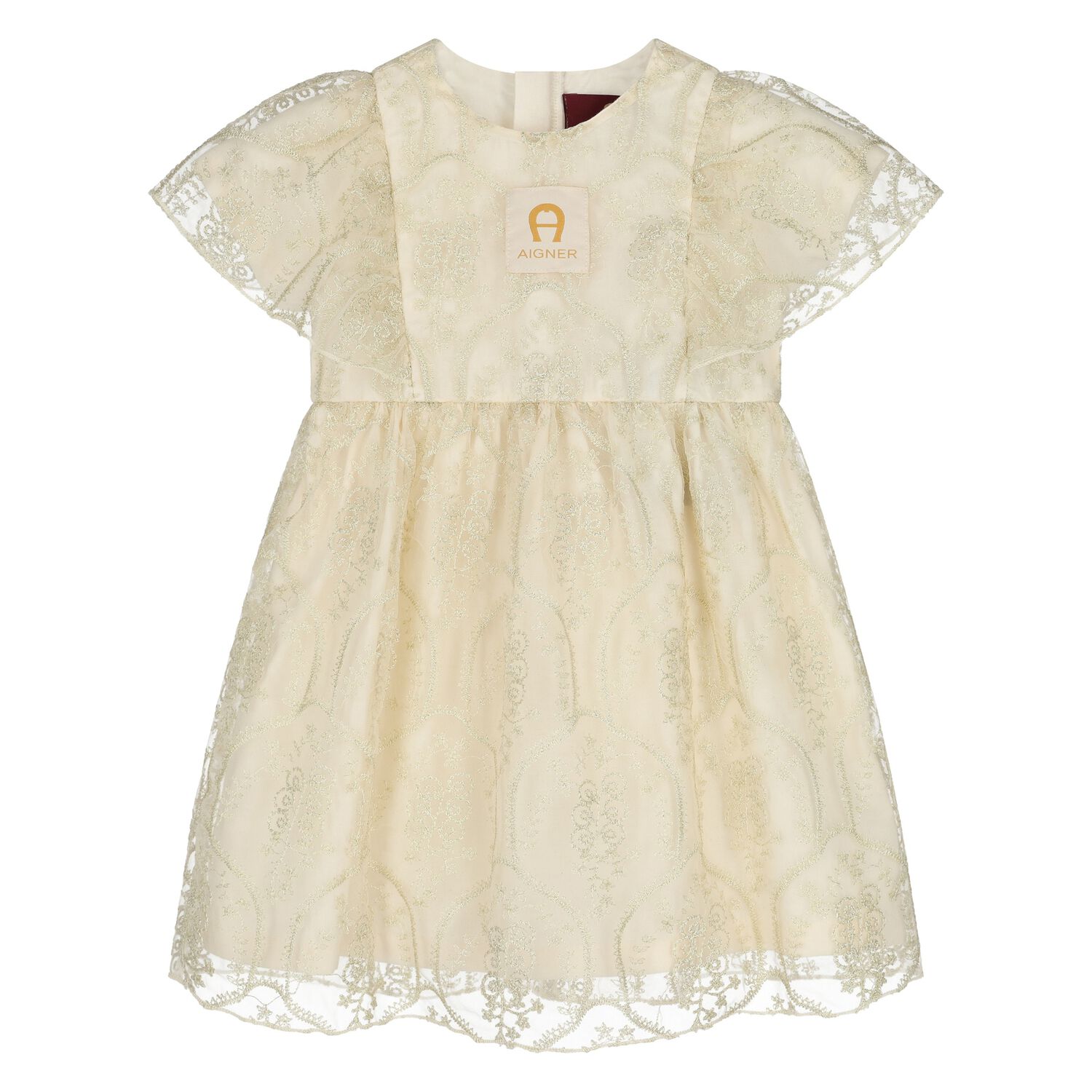 Younger Girls Gold Logo Dress, 1, hi-res