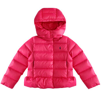 Girls Pink Logo Puffer Jacket