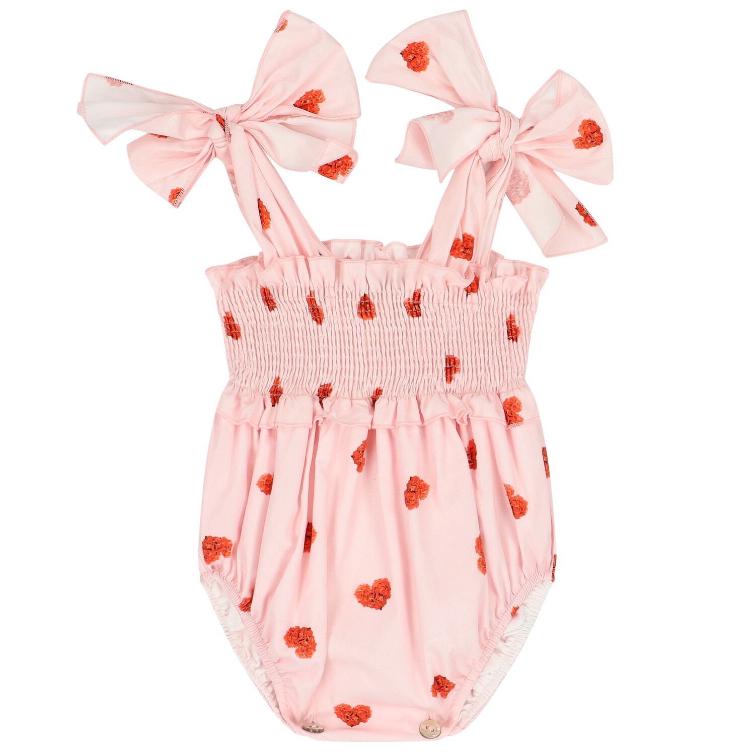 Baby Girls Pink Heart Romper, 1, hi-res