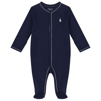 Baby Boys Navy Logo Babygrow