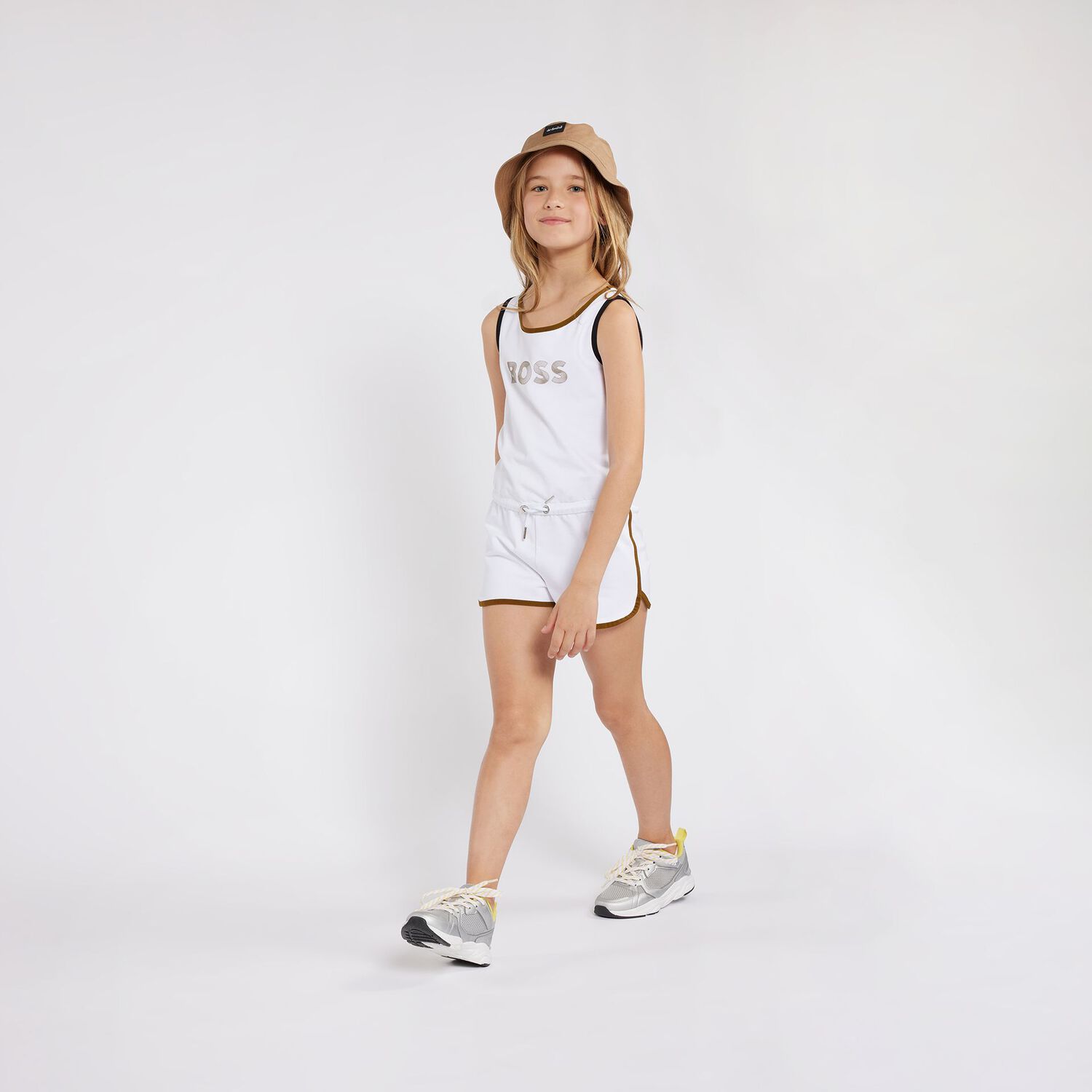 Girls White Logo Playsuit, 1, hi-res image number null