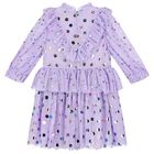 Girls Purple Polka Dot Tulle Dress, 1, hi-res