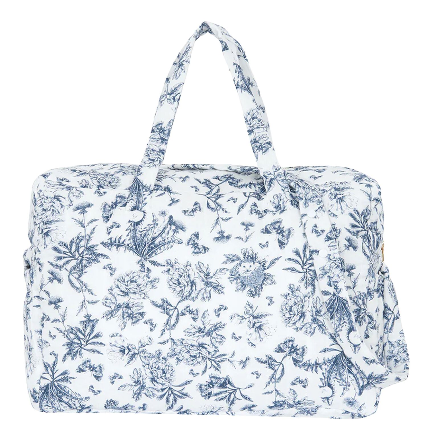 Ivory & Navy Blue Toile De Jouy Baby Changing Bag, 1, hi-res
