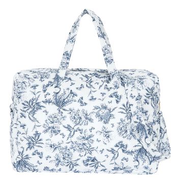 Ivory & Navy Blue Toile De Jouy Baby Changing Bag