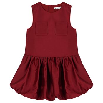 Girls Burgundy Satin Dress