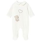 White Teddy Bear Babygrow, 1, hi-res