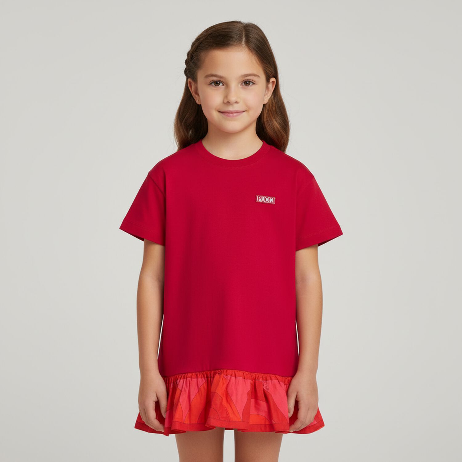 Girls Red Logo Dress, 1, hi-res
