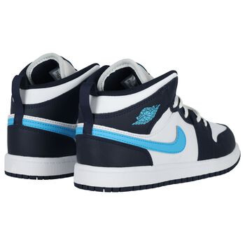 Blue & White Air Jordan 1 Mid Trainers
