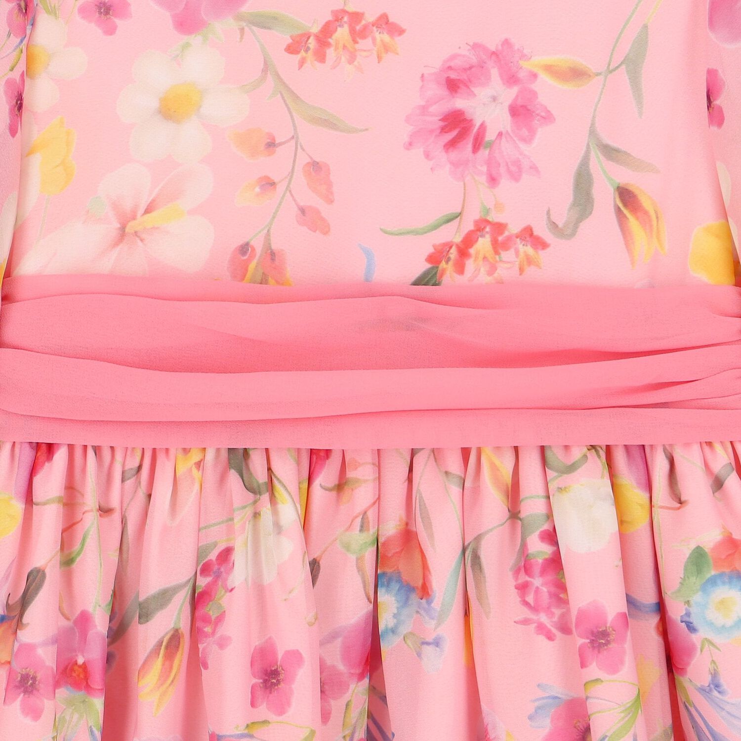 Girls Pink Floral Chiffon Dress, 2, hi-res image number null