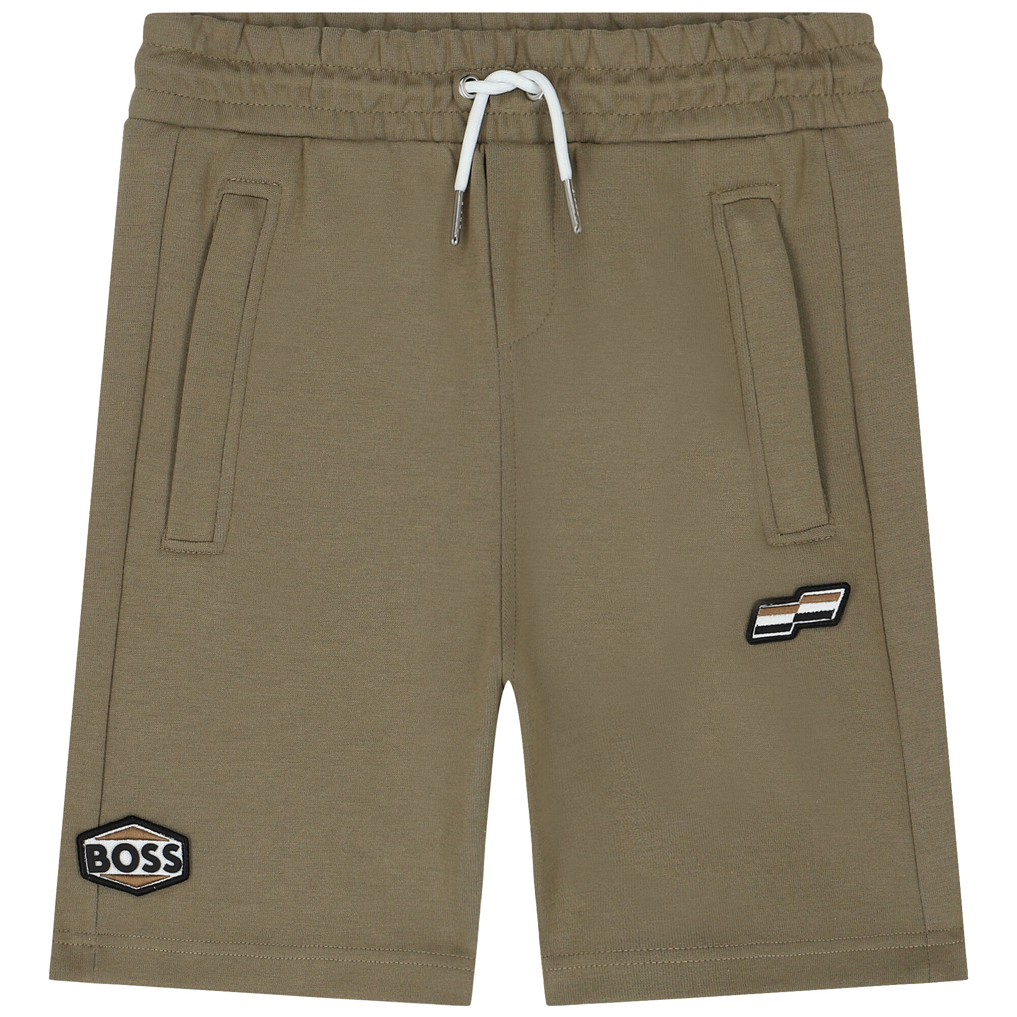 BOSS Boys Khaki Green Logo Shorts Junior Couture UAE