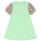 Girls Green Logo Heart Dress, 1, hi-res