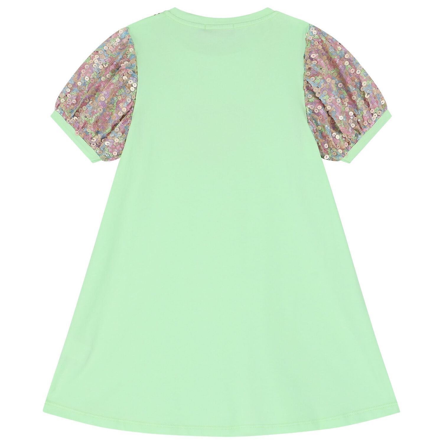 Girls Green Logo Heart Dress, 1, hi-res