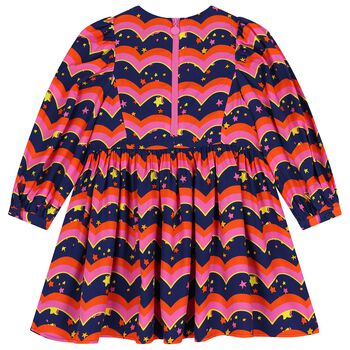 Girls Navy Blue, Orange & Pink Dress