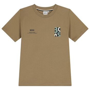 Boys Beige Logo T-Shirt