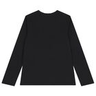 Girls Black Logo Long Sleeve Top, 2, hi-res