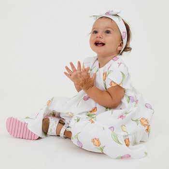 Younger Girls White Tulip Dress