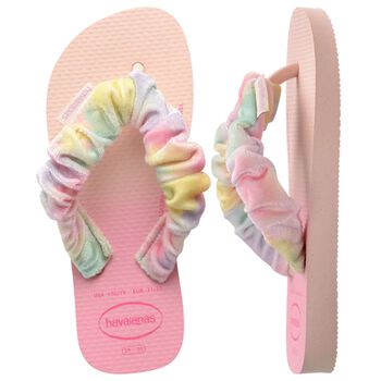 Girls Pink Logo Flip Flops