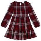 Girls Red Tartan Long Sleeve Dress, 1, hi-res
