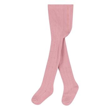 Younger Girls Pink Knitted Tights