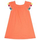 Girls Orange Floral Dress, 1, hi-res