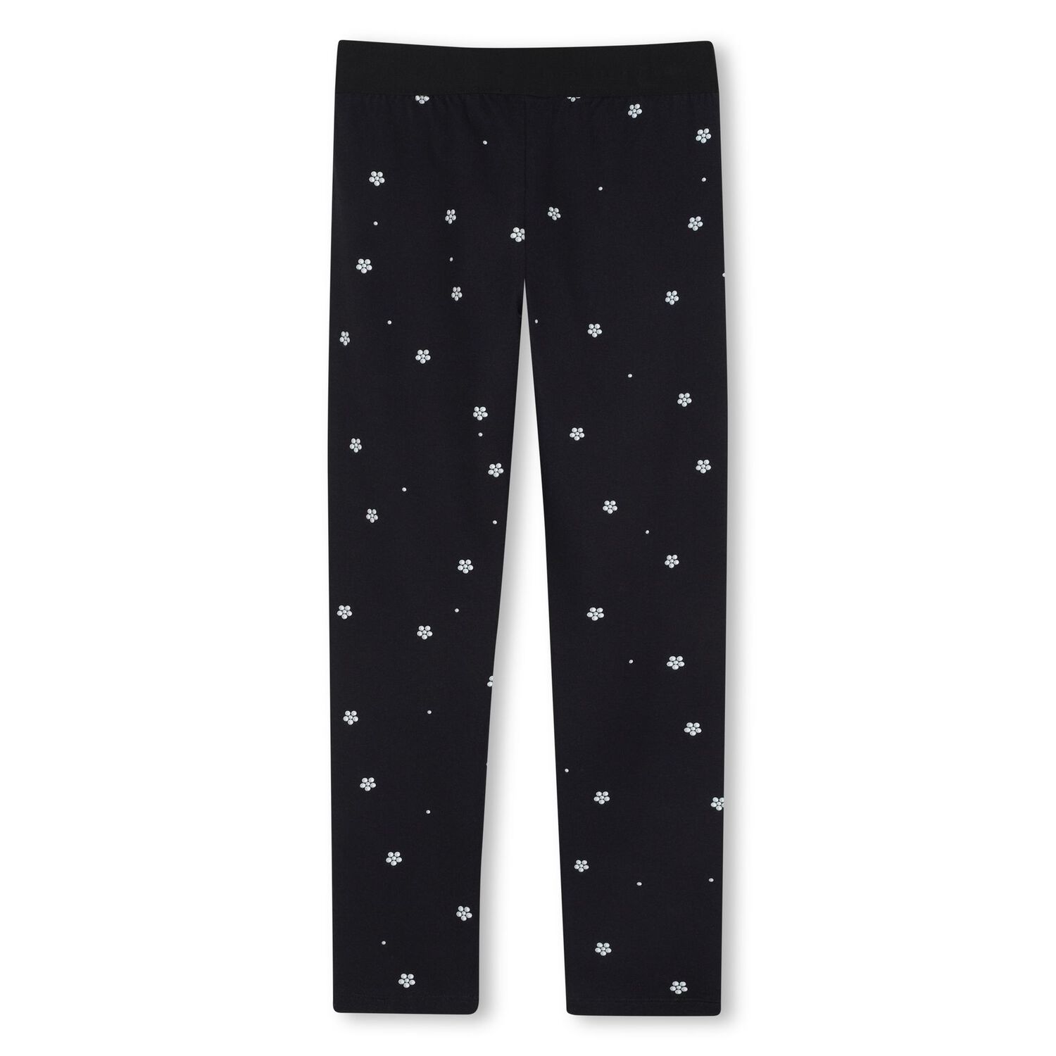 Girls Black Daisy Logo Leggings, 1, hi-res