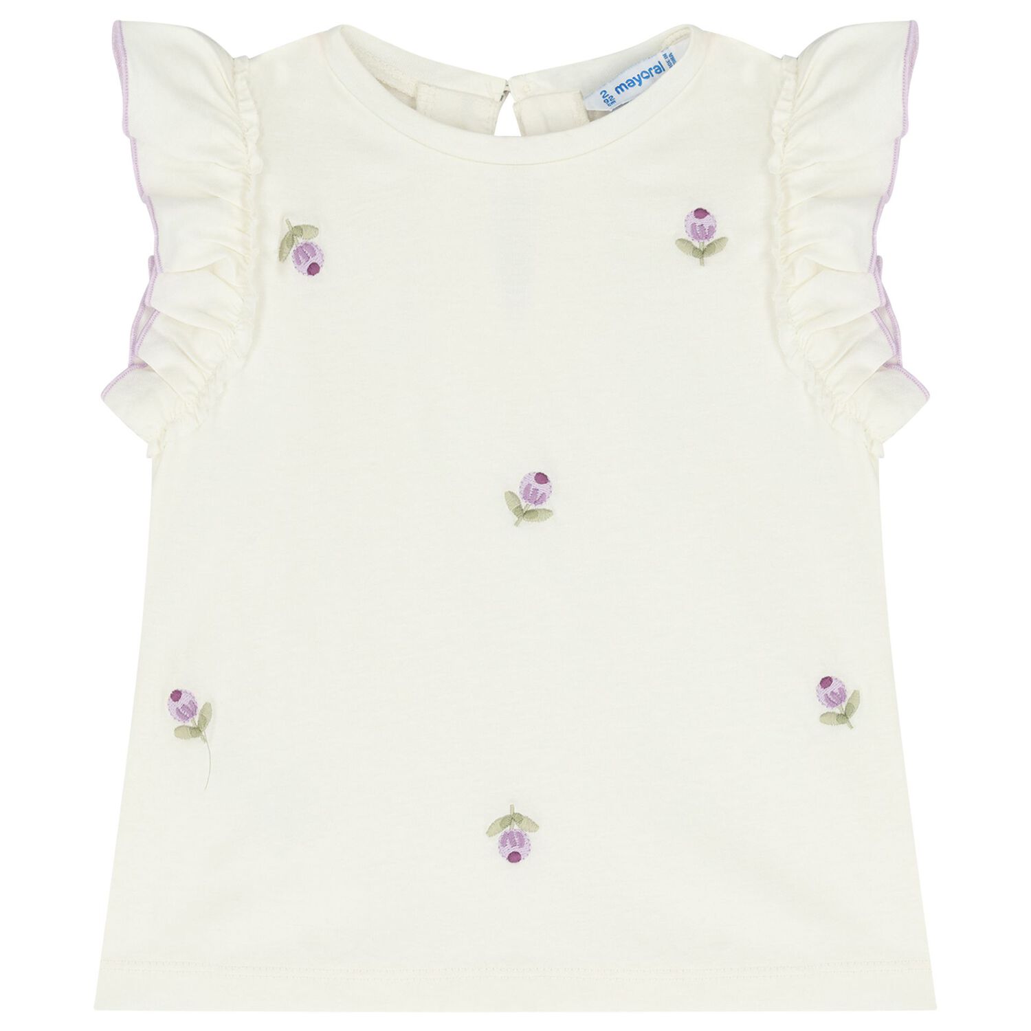 طقم تنورة للبنات الصغيرات باللونين العاجي و البنفسجي, 2, hi-res