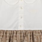 Baby Girls White & Beige FF Logo Dress, 1, hi-res