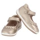 Younger Girls Gold Leather Heart Shoes, 1, hi-res