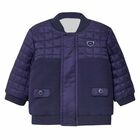 Younger Boys Navy Blue Jacket, 1, hi-res