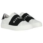 White & Black Logo Trainers, 1, hi-res