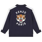 Navy Blue Tiger Logo Zip Up Top, 1, hi-res