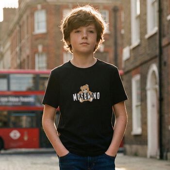 تيشيرت بالشعار بتصميم الدب تيدي باللون الاسود 