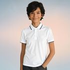 Boys White Logo Polo Shirt, 1, hi-res