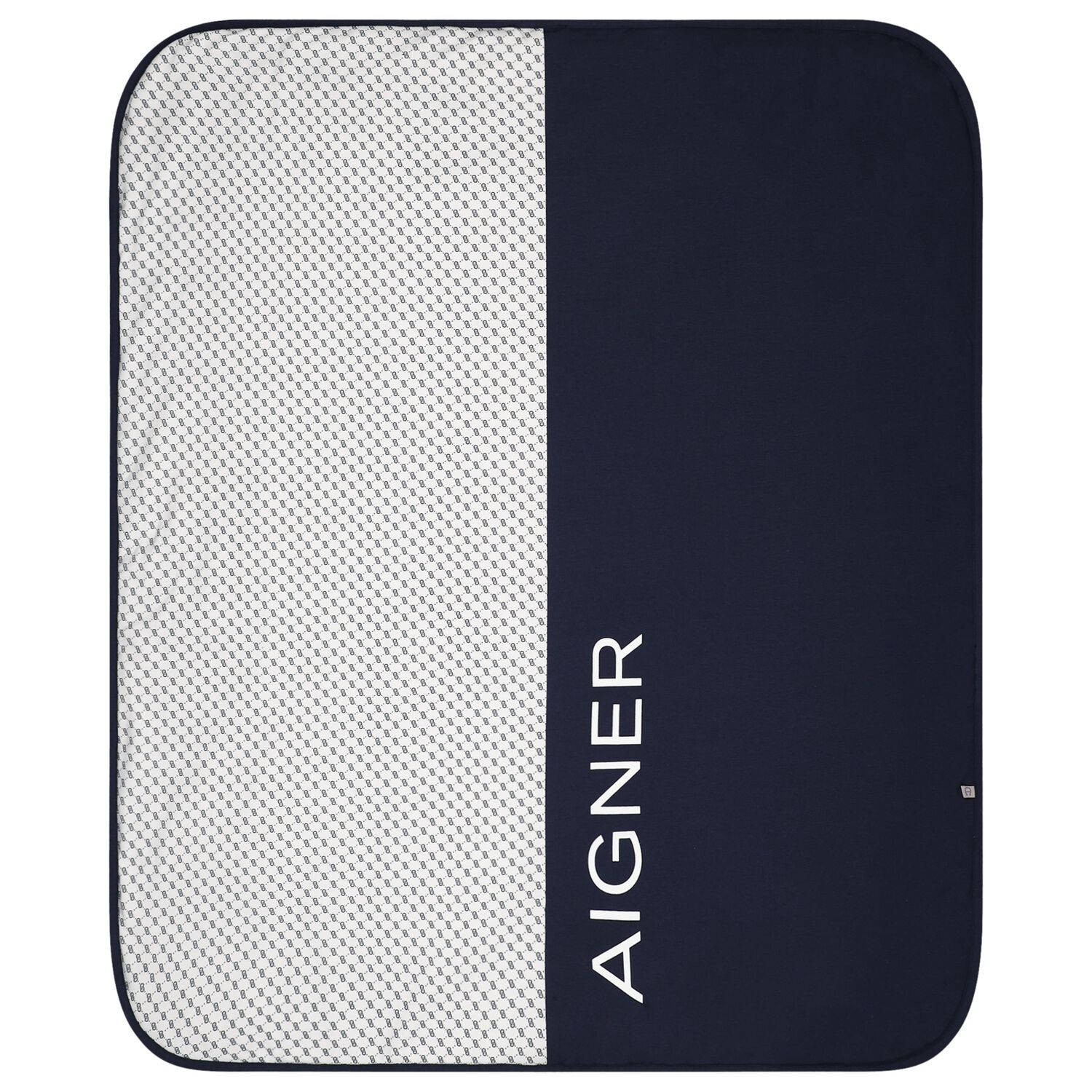 Baby Boys White & Navy Blue Logo Blanket, 2, hi-res