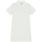 Girls White Logo Polo Dress, 1, hi-res