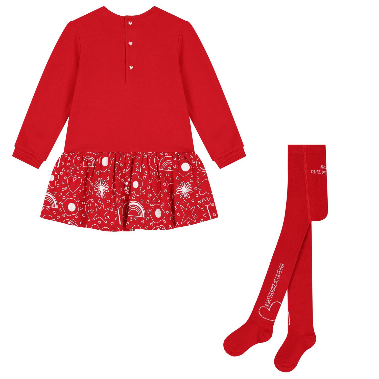 Girls Red Flower Dress Set, 1, hi-res image number null
