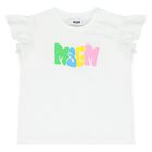 طقم شورت بنات بالشعار باللون الأبيض والوردي, 1, hi-res