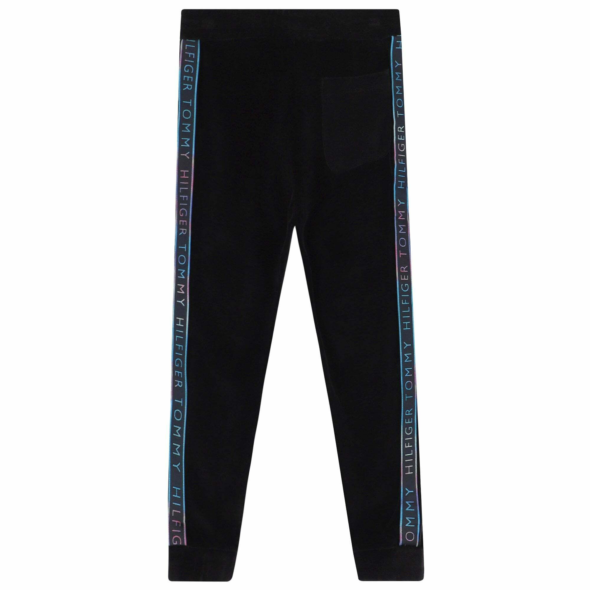 Tommy Hilfiger Girls Black Logo Velvet Logo Joggers Junior Couture UAE
