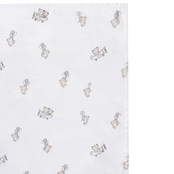 White Teddy Bear Muslin Swaddles