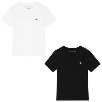 Boys White & Black Logo T-Shirts ( 2-Pack )