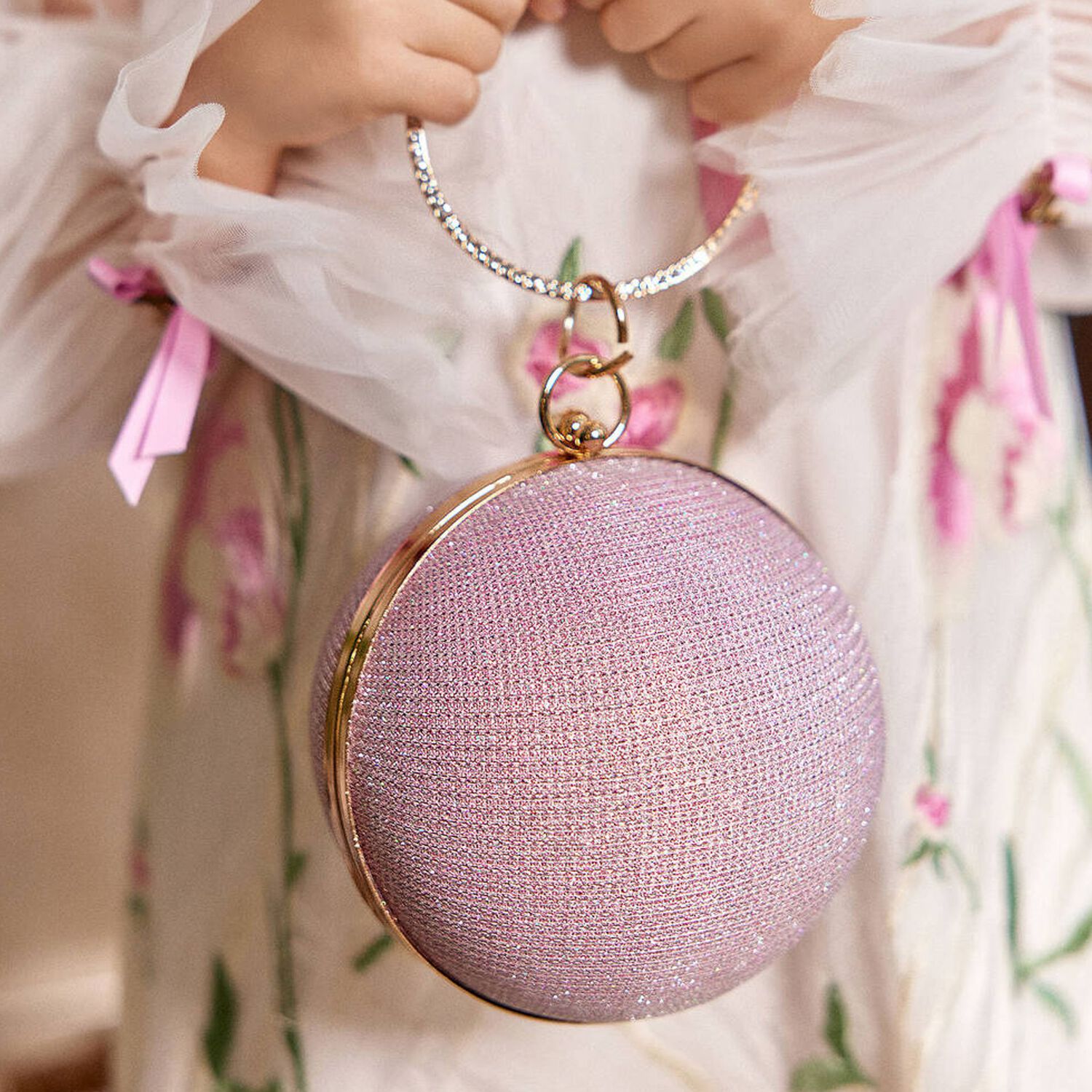 Girls Pink & Gold Ball Bag, 1, hi-res image number null