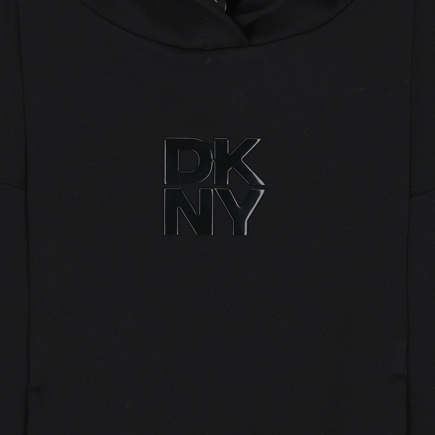 Girls Black Logo Hooded Dress, 1, hi-res