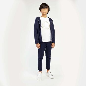 Boys Navy Blue Logo Joggers