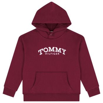 Boys Red Logo Hooded Top