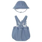 Baby Boys Blue Denim Crocodile Romper Set, 1, hi-res